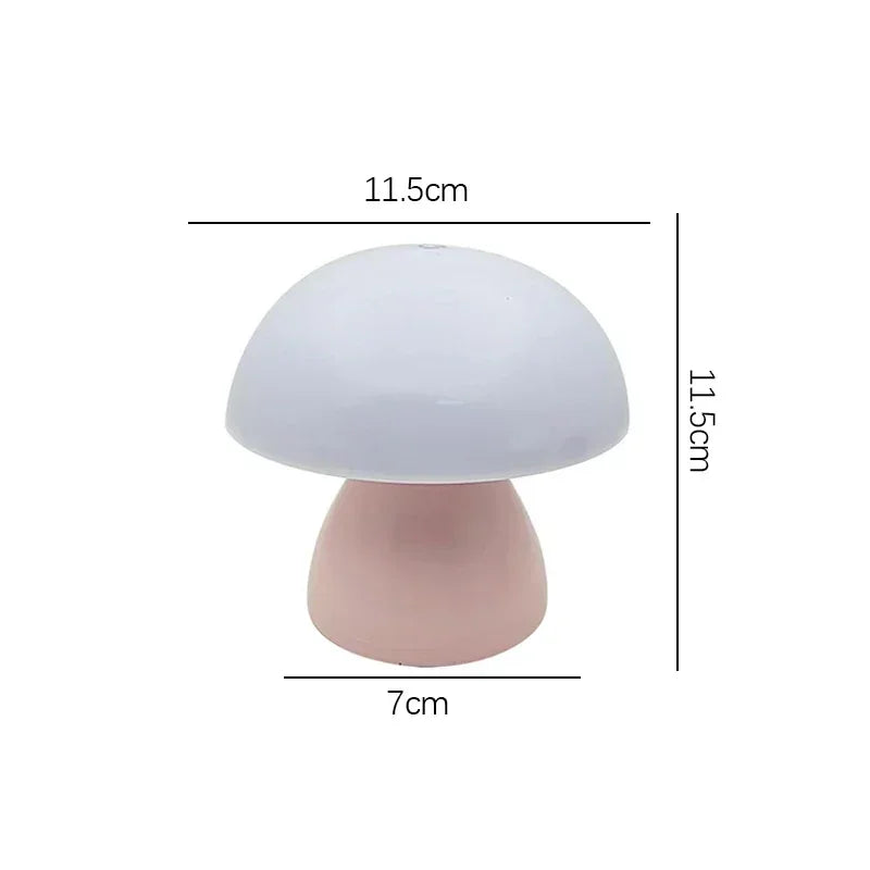 Mushroom-shaped lamp with dimensions on a white background