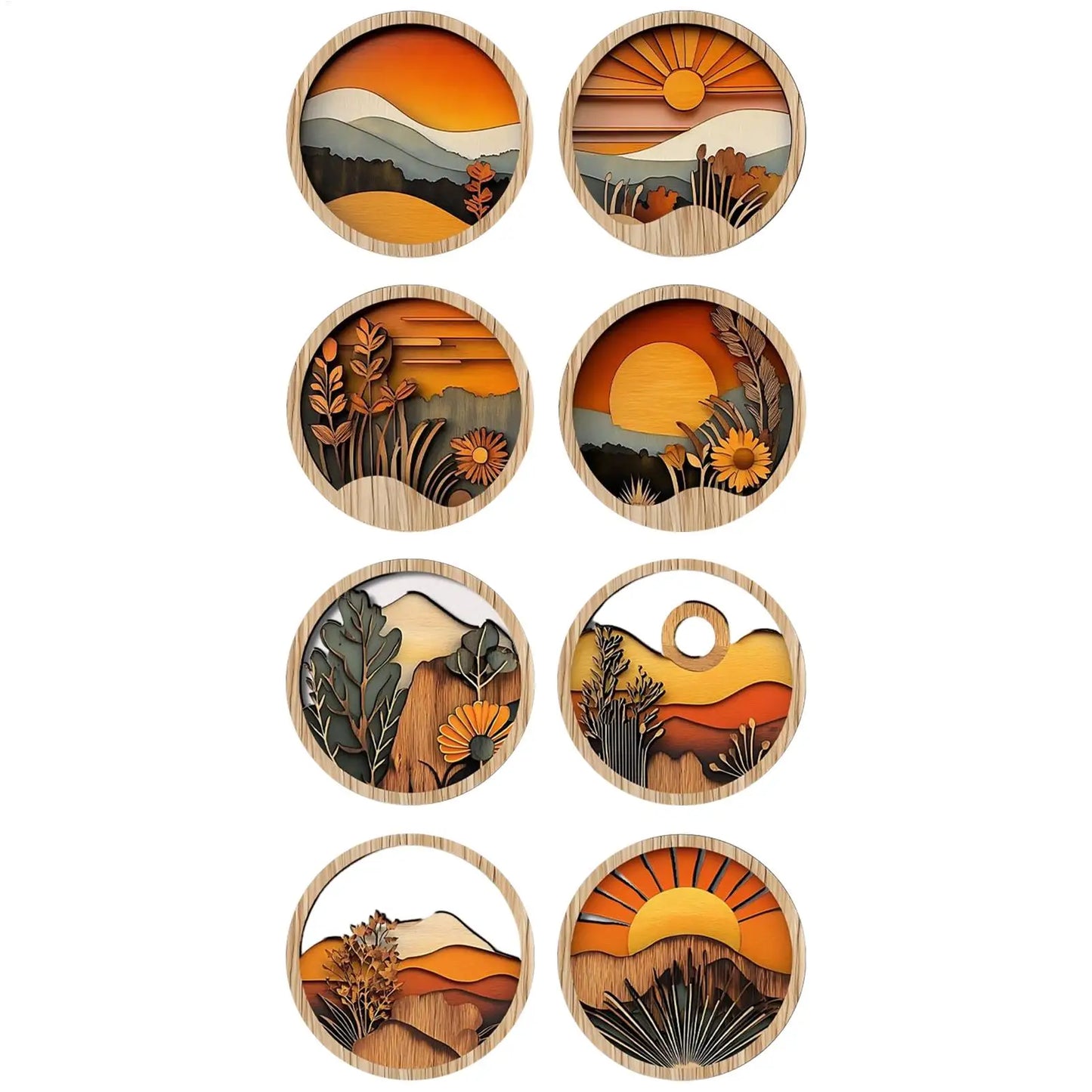 GOLDEN HORIZON LAYERED WOODEN SUNSET WALL ART