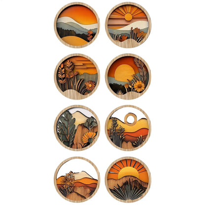 GOLDEN HORIZON LAYERED WOODEN SUNSET WALL ART