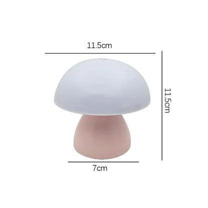 Mushroom-shaped lamp with dimensions on a white background