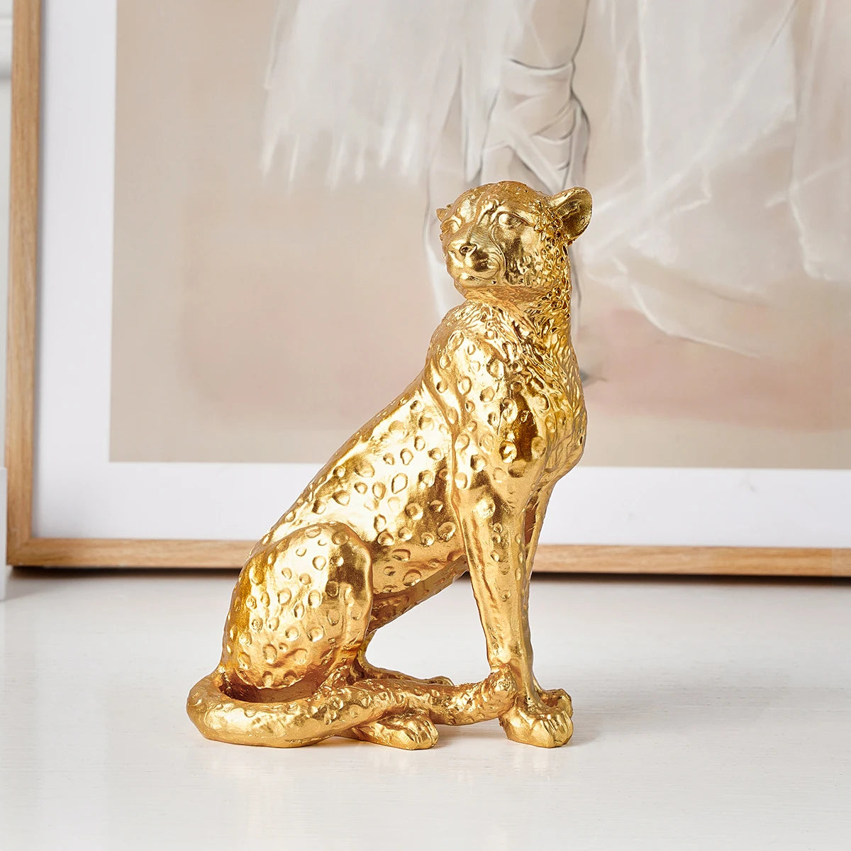 GOLDEN MAJESTY LEOPARD SCULPTURE