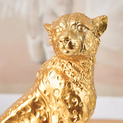 GOLDEN MAJESTY LEOPARD SCULPTURE