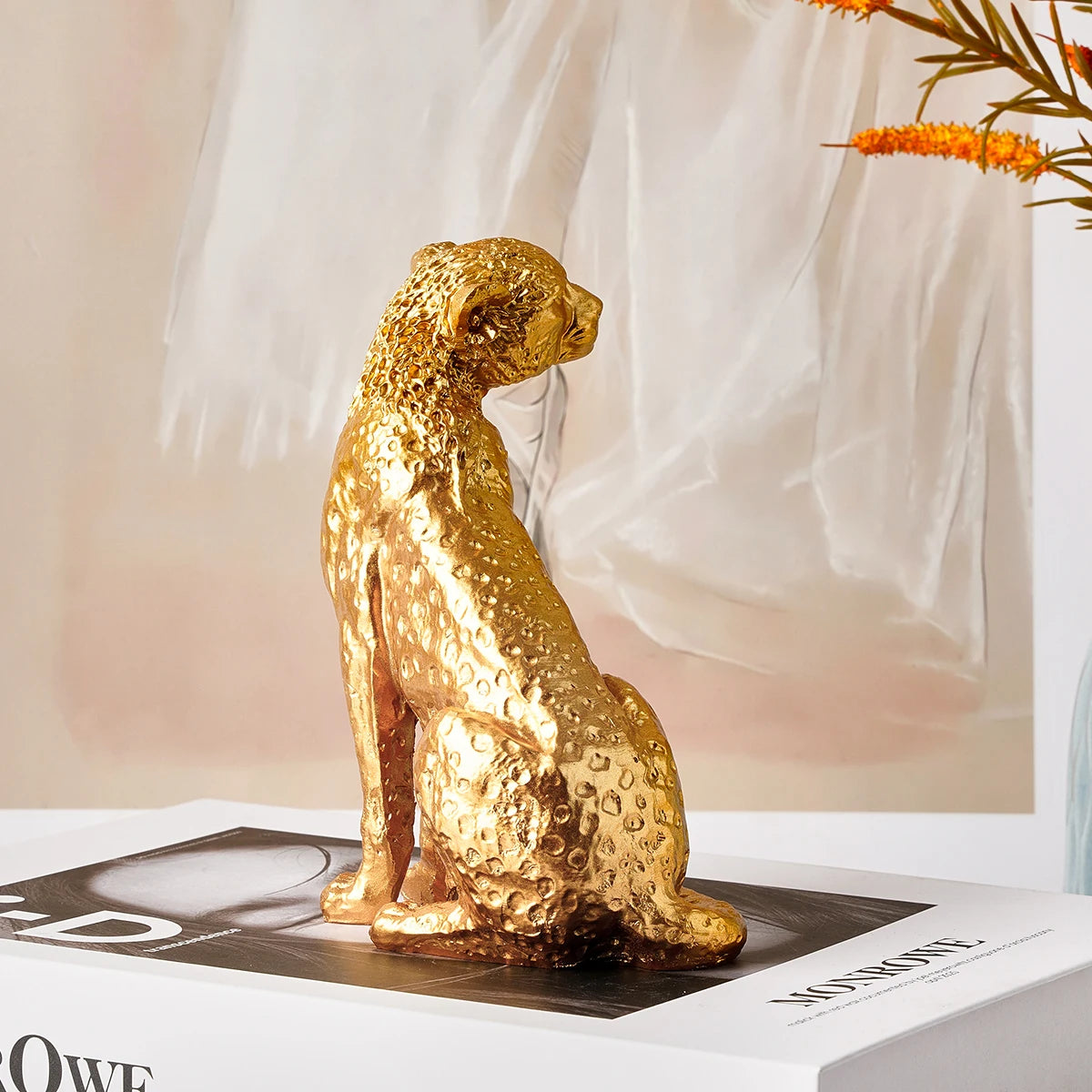 GOLDEN MAJESTY LEOPARD SCULPTURE