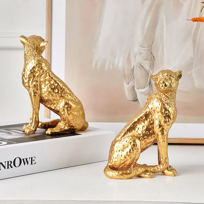 GOLDEN MAJESTY LEOPARD SCULPTURE