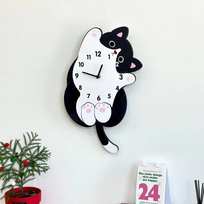 PEEKABOO KITTY SWING CLOCK