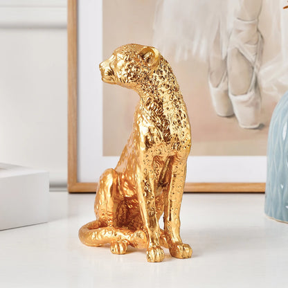 GOLDEN MAJESTY LEOPARD SCULPTURE