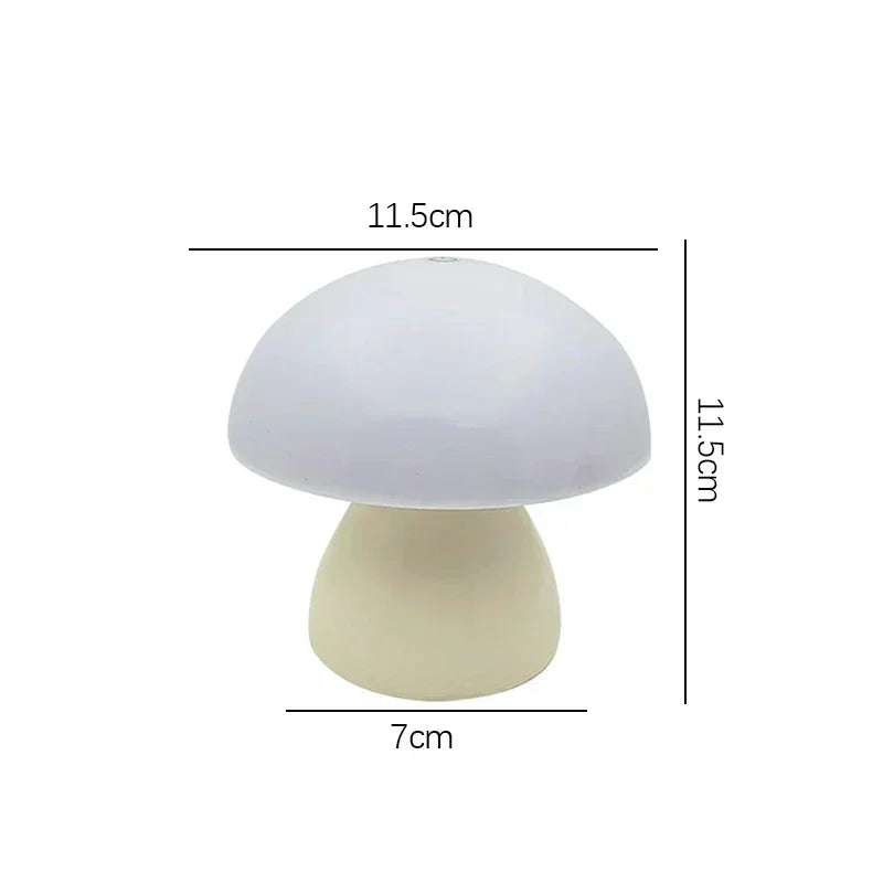 Mushroom-shaped lamp with dimensions labeled on a white background