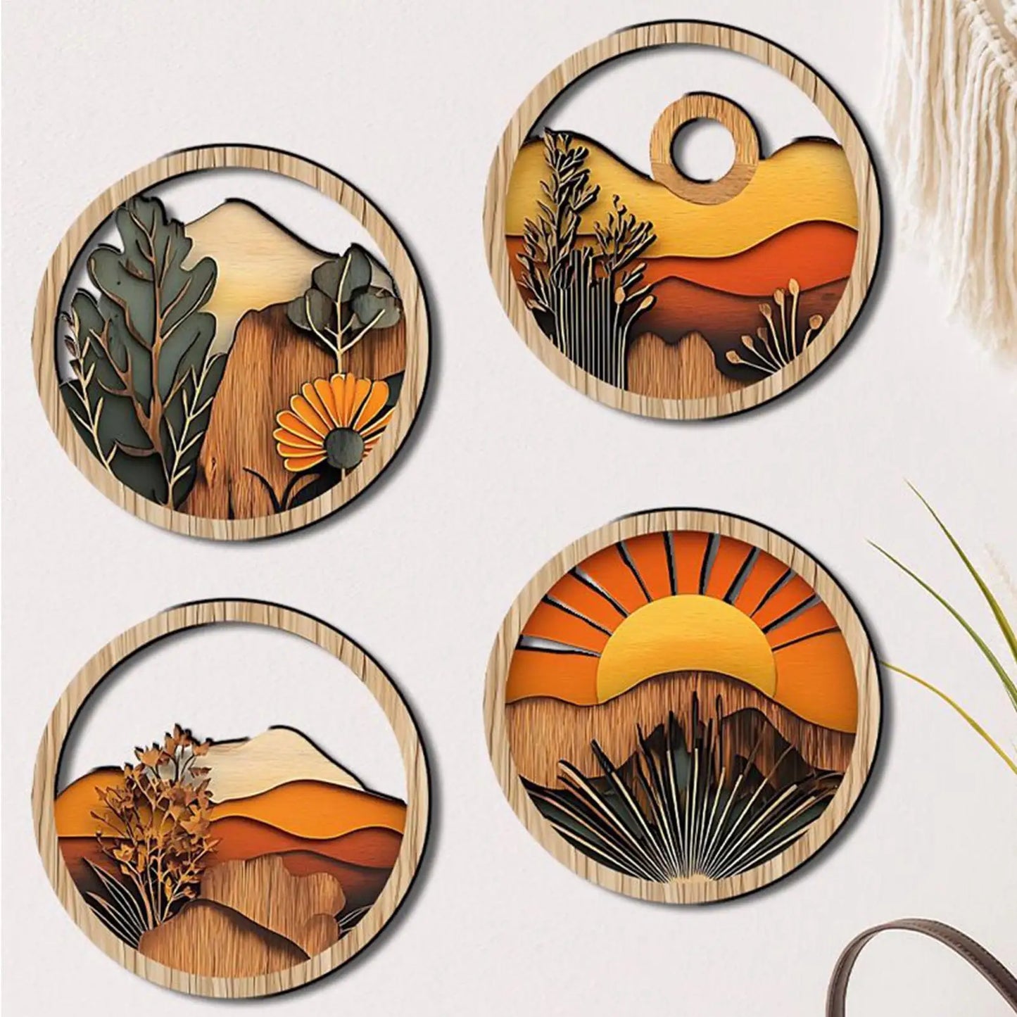 GOLDEN HORIZON LAYERED WOODEN SUNSET WALL ART